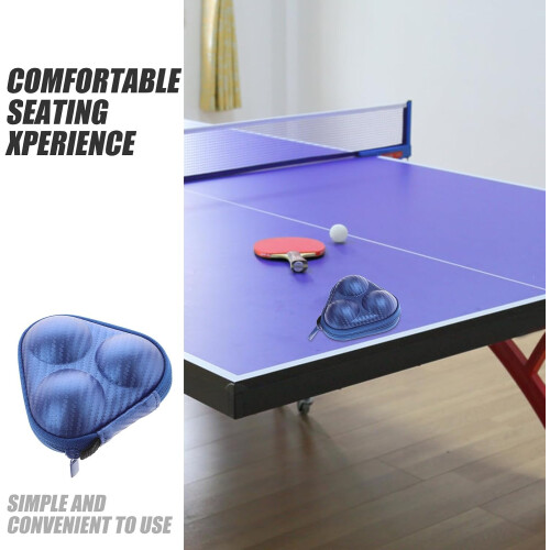 Table Tennis Ball Storage Case for 3 Balls, Blue Mini Triangle Protective Bag, Reusable Fixed Storage Pouch 2