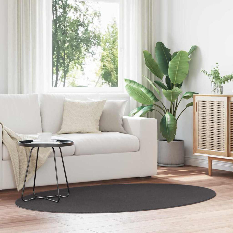 Vidaxl Area Rugs Oval Huarte Anthracite 100 X 200 Cm 100% Polyester