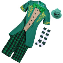 Halloween-Koboldkostüm, grünes Feenoutfit mit Hut und Hose für den St. Patrick's Day, Jungen, Größe S (105-120 cm)