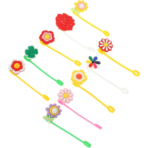 10 wiederverwendbare, dekorative Trinkdeckel mit Blumenmuster, leicht und gut abdichtend