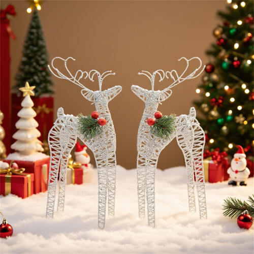 (Silver) Statue Renne Noël - Décoration Extérieure 2
