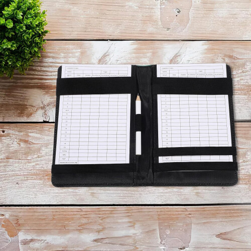 Golf Scorebook Set Portable Leather Golf Score Notepad with Protector for Outdoor Course Use 2