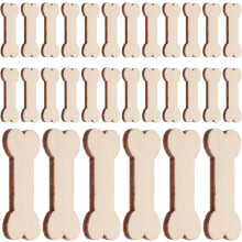100 pièces de découpes en bois brut en forme d'os de chien pour loisirs créatifs et décorations de fête.
