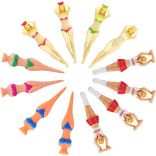 12 gemischtfarbige Golf-Tees aus Kunststoff mit 4 Cheerleader-Pins und 4 Pins mit weiblichen Figuren