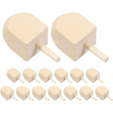 Ensemble de 15 toupies en bois pour Hanoukka – Toupies artisanales en bois brut, hauteur 4,4 cm