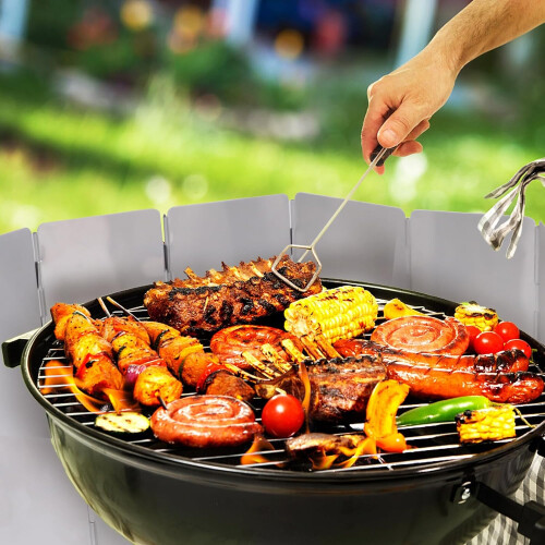Outdoor BBQ Windshield 15pcs Aluminum Alloy Folding Windshield Pin Lock 2