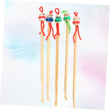 Ensemble de 12 cure-oreilles en bois à motifs de dessins animés - Outils adorables pour retirer le cérumen