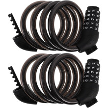 2 candados para bicicleta con cable, de acero resistente y con código de combinación de 5 dígitos.