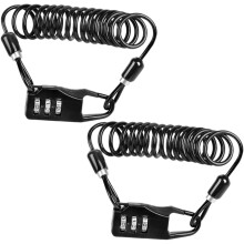 2 candados de cable para bicicleta con contraseña de combinación de 3 dígitos, candado de seguridad portátil de alambre de acero.