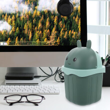 Creative Cute Mini Rv Shape Desktop Trash Can with Lid Lightweight Plastic Waste Bin for Car and Office