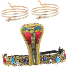 Ägyptischer Schlangenkopfschmuck und Oberarmarmbänder, leichte Schlangenarmbänder, Kostümaccessoires