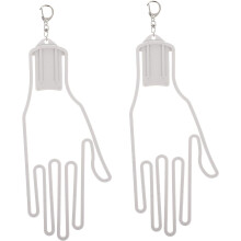 2 soportes blancos para guantes de golf con hebilla, estiradores de guantes de golf con forma de mano y accesorios de soporte.