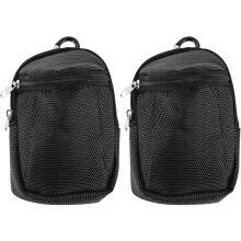 2-teiliges Golf-Ballbeutel-Set mit Reißverschluss, schwarz, Mini-Golfbag-Organizer mit Clips und robustem Reißverschluss