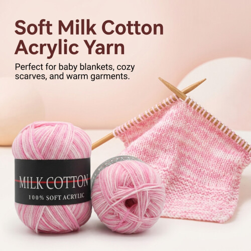 (01 Pink Section) Fil Lait Coton Dégradé Doux Bébé 2