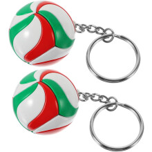 Volleyball-Schlüsselanhänger, 2er-Set mit rotem und grünem Mini-Volleyball-Modell