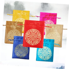 Pochettes à cordon pour bijoux, lot de 10, en satin rouge de style chinois, idéales pour ranger bonbons et autres gourmandises lors de mariages.