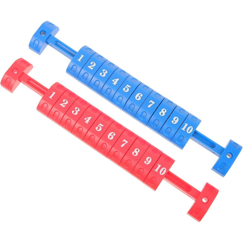 Set scoretellers voor tafelvoetbal, rode en blauwe mini-scoretellers