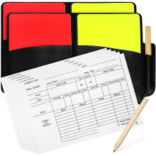 Kit de 2 tarjetas para árbitro de fútbol con tarjetas portátiles rojas y amarillas, hoja de puntuación.