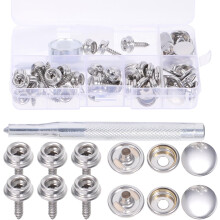 15mm Stainless Steel 62pcs 20 Silver Snap Buttons, 2 Installation Tools and Plastic Storage Box