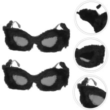 Lot de 2 lunettes de soleil œil de chat en peluche duveteuse, style vintage amusant, pour femmes et femmes, idéales pour les photos de soirée.