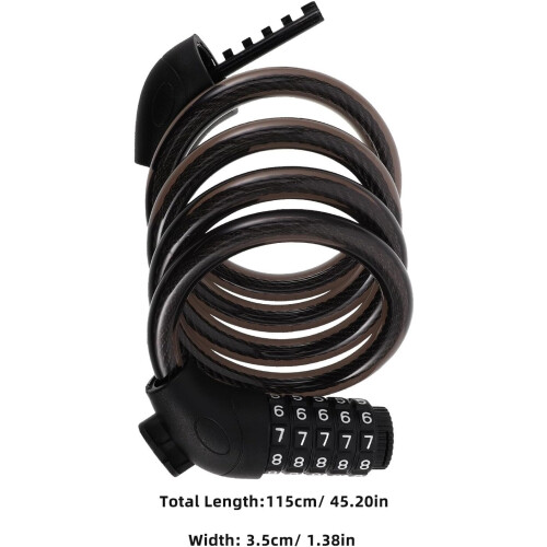 2 candados para bicicleta con cable, de acero resistente y con código de combinación de 5 dígitos. 1