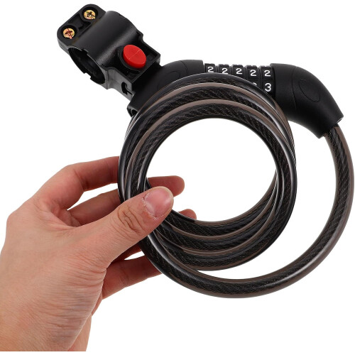 2 candados para bicicleta con cable, de acero resistente y con código de combinación de 5 dígitos. 2