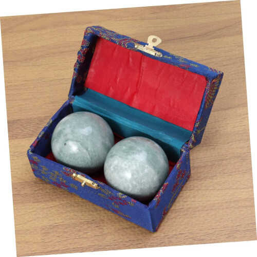 2 Stück Marmor-Massagebälle (Baoding-Bälle) in einer Box zur Stresslinderung