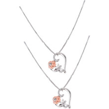 2-teiliges Rosenherz-Halsketten-Set mit Strassverzierungen, Schmuckset aus einer Legierung für Damen
