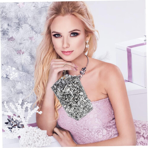 2pcs Sequin Makeup Bag Zipper Closure Portable Cosmetic Storage 2