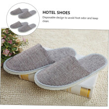 Lot de 2 paires de pantoufles jetables grises élégantes pour hôtel ou maison.