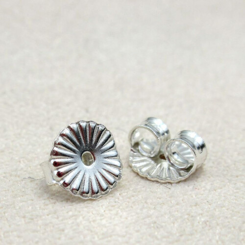 2 paia di chiusure per orecchini a perno in argento, comode chiusure imbottite.