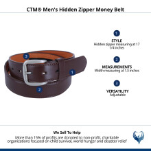 CTM Men's Hidden Zipper Money Belt