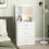 Homcom HOMCOM Dressing Table with Mirror and Stool, Makeup Desk with Drawers, White 7