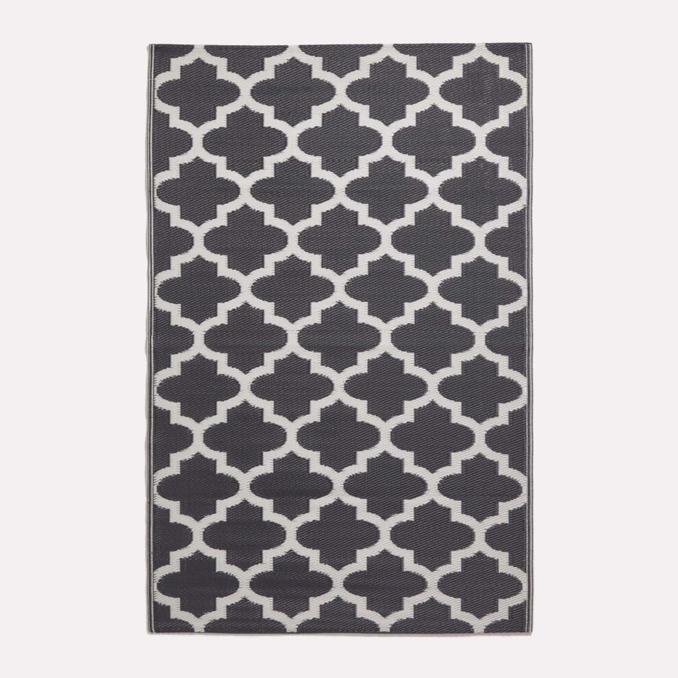 Homescapes Nola Geometric Black & White Outdoor Rug