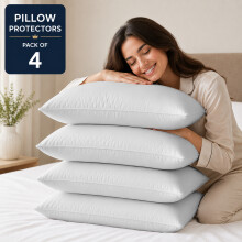 (Pack of 4, White) Pillow Protectors 50x75cm - 100% Microfiber Pillowcovers- Washable & Anti Allergic Designed for All Pillows