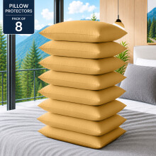 (Pack of 8, Ochre) Pillow Protectors 50x75cm - 100% Microfiber Pillowcovers- Washable & Anti Allergic Designed for All Pillows