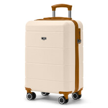 LUGG 20 Inch Jetset Lightweight Travel Carry On Suitcase, 55 x 35 x 23 cm, 37L, Cream and Brown
