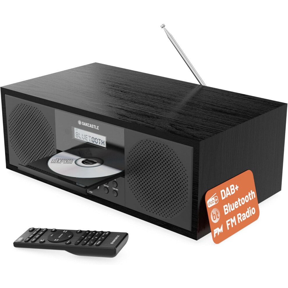 Bluetooth Dab+ Radio & Cd Player | Mains Powered 60 Watt Stereo Hifi System For Home | Inbuilt Speakers, Led Display | Dual Alarm, 20 Presets & Fm 3000092908892