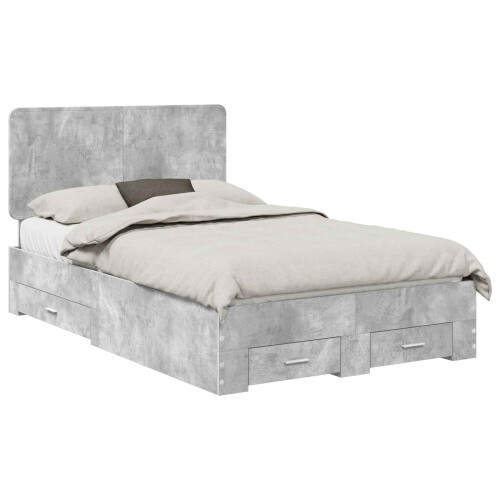 VidaXL vidaXL Bed Frame Concrete Grey 120 x 190 cm Engineered Wood 1