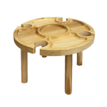 Portable Wooden Picnic Table Folding Design BuiltIn Wine Glass Holder Lightweight Outdoor Table 30*16cm