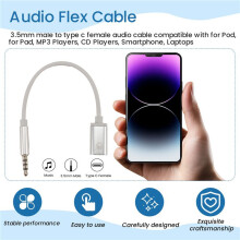 3.5mm Male to Type C Female Audio Cable Cord, Analog Audio Jack Headphone Audio Adapter for MP3 Player, Laptop,Tablet C