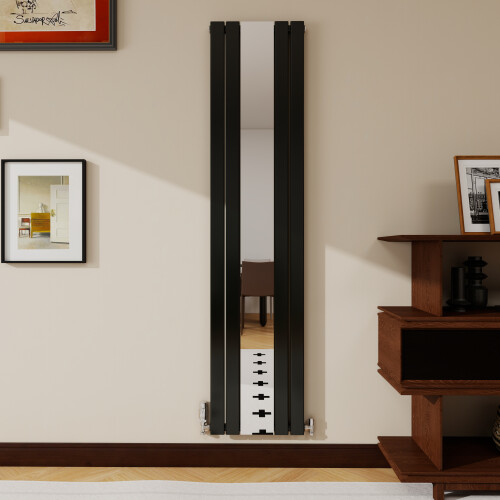 AICA (Black, 1800x417mm) Vertical Mirror Radiator