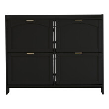 (Black) Meuble à chaussures avec 4 abattants et rangement intégré