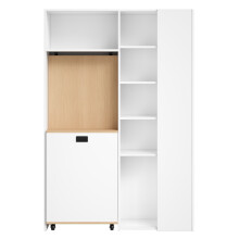 Bureau pliable avec étagères - bureau bibliothèque 2 en 1 pliable - prise électrique et USB - étagères réglables - anti basculement