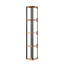26x26x165 cm - étagère lumineuse 4 niveaux - design moderne - LED tricolore - montage facile - bois naturel+noir