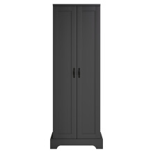 (Black) Armoire haute avec double portes, 4 étagères réglables et fermeture douce