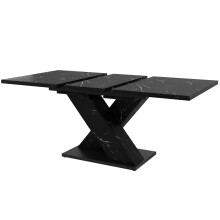 Table salle Ă manger extensible bois 120-160 cm, 6 pers, noir