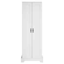(White) Armoire haute avec double portes, 4 étagères réglables et fermeture douce
