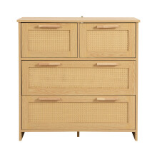 (Natural) Commode avec 4 tiroirs et poignées pour rangement