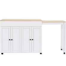 (White) Table bar extensible avec 6 étagères et séparateur de pièce